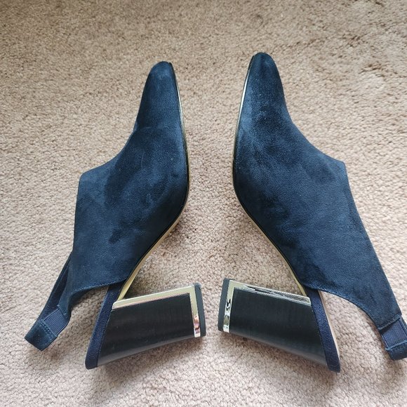 BELLA-VITA women's shoes Blue Leather/Suede Heels size 8W sling back. - Picture 6 of 11